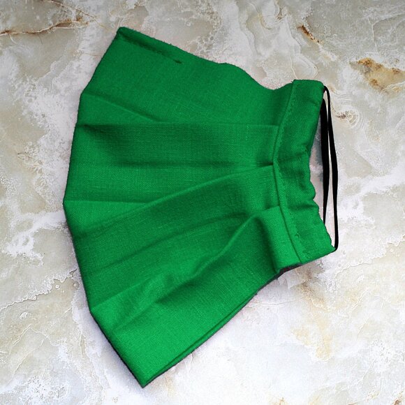 HAND CRAFTED Face Mask Green Cotton Adult Cloth Fabric Solid - Pocket Style - Picture 4 of 14